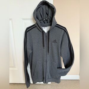 Adidas Men's Dark Gray Zip-Up Hoodie